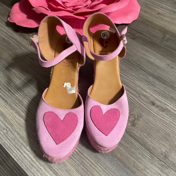 AGATHA RUIZ DE LA PRADA ALPARGATHA BARBI PINK Sz 40 (9) Suede Espadrilles Hearts - Picture 3 of 10